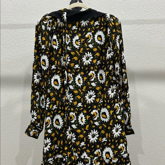 NWT Walter Baker Floral Black and Brown Midi Dress Sz S - Picture 5 of 5